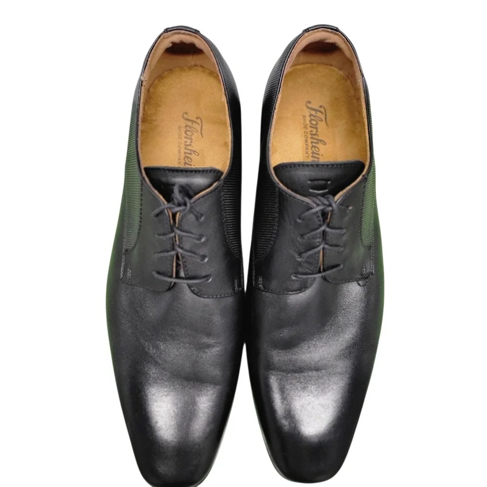 Florsheim Mens‎ Black Leather Lace Up Dress Shoes Business  9.5D (medium) HG9240